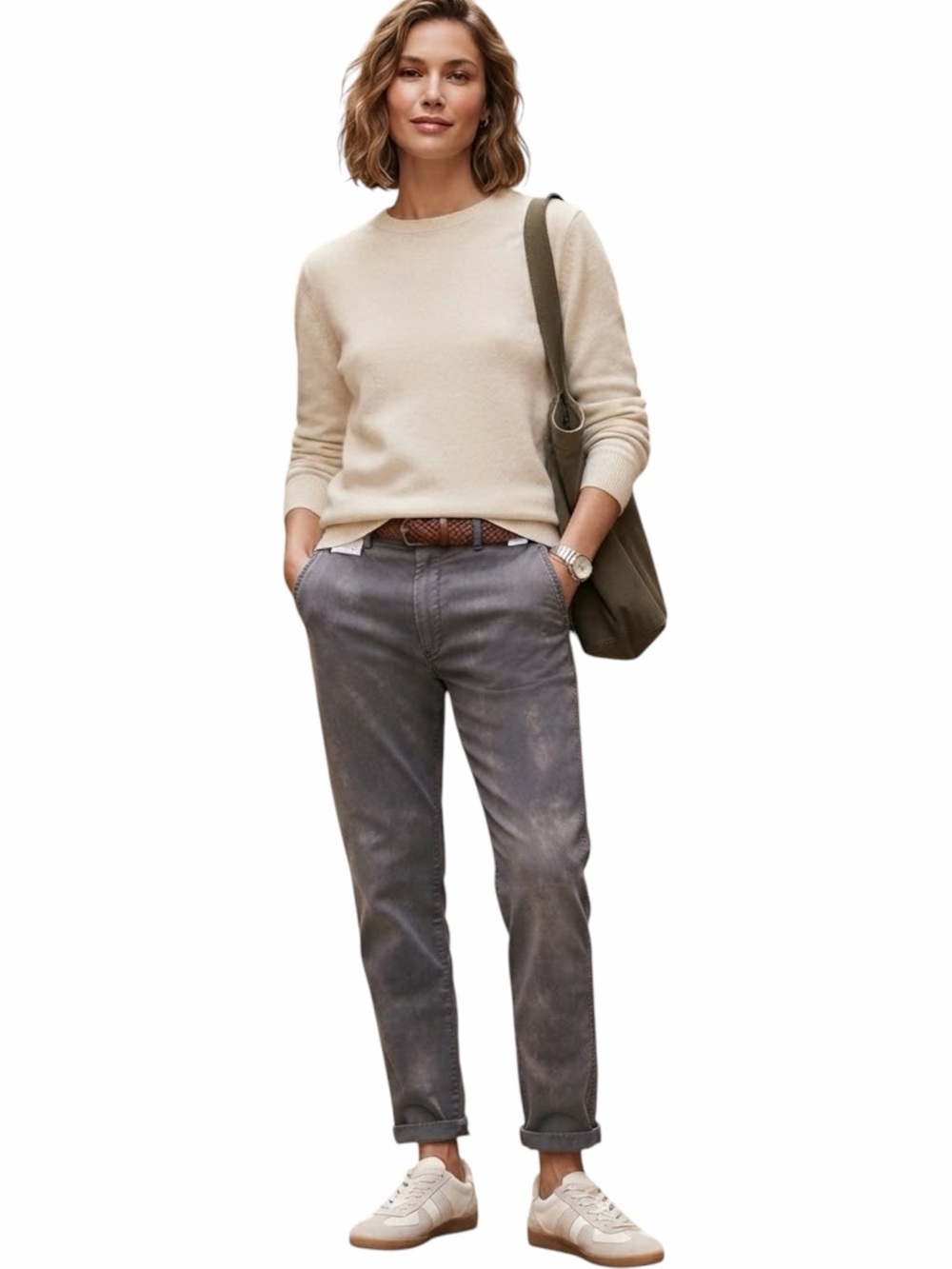THE GREAT. Gray Mineral Wash Twill Cotton Utility Style Pants - Size 28